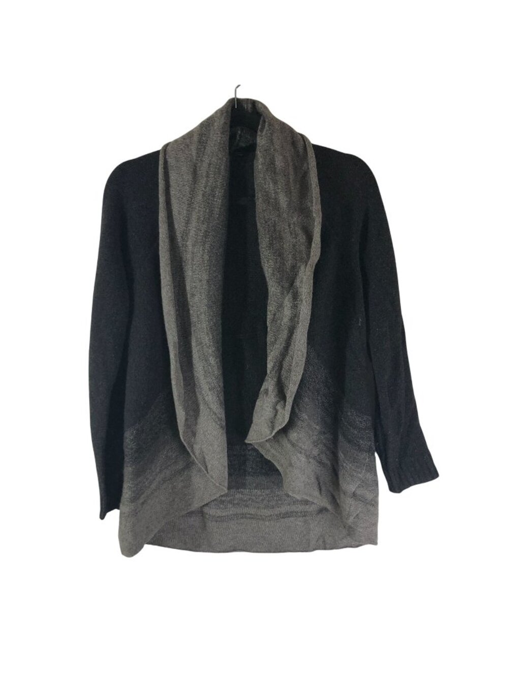 Eileen Fisher Petite Womens Open Front Cardigan Black/Gray PS Yak/Wool Blend